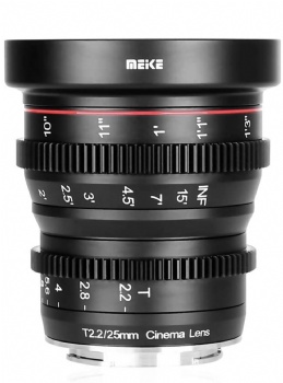 Meike 25mm T2.2 Large Aperture Wide Angle Manual Focus Mini Cinema Lens for Micro Four Thirds M43 MFT Olympus Panasonic Lumix Cameras and BMPCC 4K Zcam E2