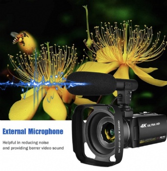 4K Video Camera Camcorder with Microphone Vlogging Camera YouTube Camera Recorder Ultra HD 30FPS 30MP 3.0