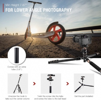 TYCKA Rangers 56” Compact Travel Tripod, Lightweight Aluminum Camera Tripod for DSLR Camera with 360° Panorama Ball Head and Carry Bag