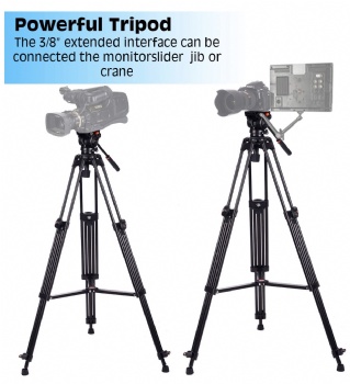 Tripod, COMAN KX3636 74 inch Video Tripod System, Professional Heavy Duty Aluminum Tripod with 360 Degree Fluid Head and Mid-Level Spreader 13.2LB Load for DSLR, Camcorder, Cameras and More