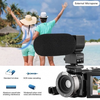 Video Camera Camcorder FHD 1080P 24.0MP Digital Camera YouTube Vlogging Camera 3.0 inch IPS Touch Screen IR Night Vision 16X Digital Zoom with External Microphone, Remote Control and 32GB Memory Card