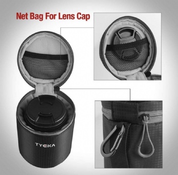 TYCKA Lens Pouch Water Resistant Camera Lens Cases Protective Bag with Zipper for DSLR Camera Lens 9 x 13 cm 3.54 x 5.11 in, Black